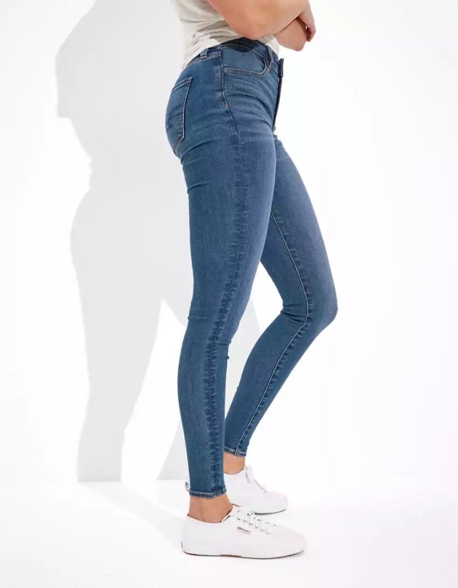 Jean American Eagle AE Ne(x)t Level High-Waisted Jegging Bleu Femme | AJD-64277668